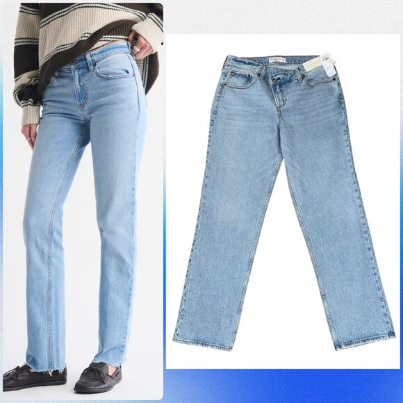 Abercrombie & Fitch Mid Rise 90s Straight Jean Light Wash Size 30R NEW NWT~NEW!! - Picture 1 of 15